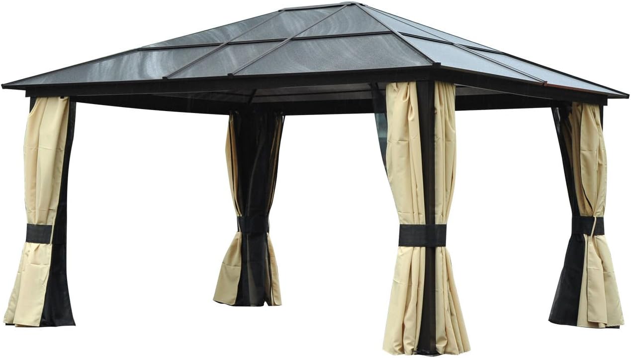 Outsunny Luxus Pavillon Gartenpavillon Gartenzelt Partyzelt Zelt, Alu+Polycarbonat, 420x360x265cm