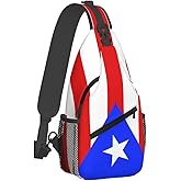 WENNGNGT Puerto Rico Flag Sling Bag For Women Men Puerto Rican Patriotic Crossbody Backpack Chest Daypack Adjustable Shoulder Bag For Hiking Travel