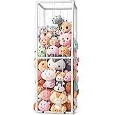 EULXSUD Stuffed Animal Zoo Storage - Tall PVC Material Toy Organizer with Elastic Cords & Shelf, Space-Saving Plushie Playhouse for Nursery, Playroom, Kids Bedroom - Easy Assembly