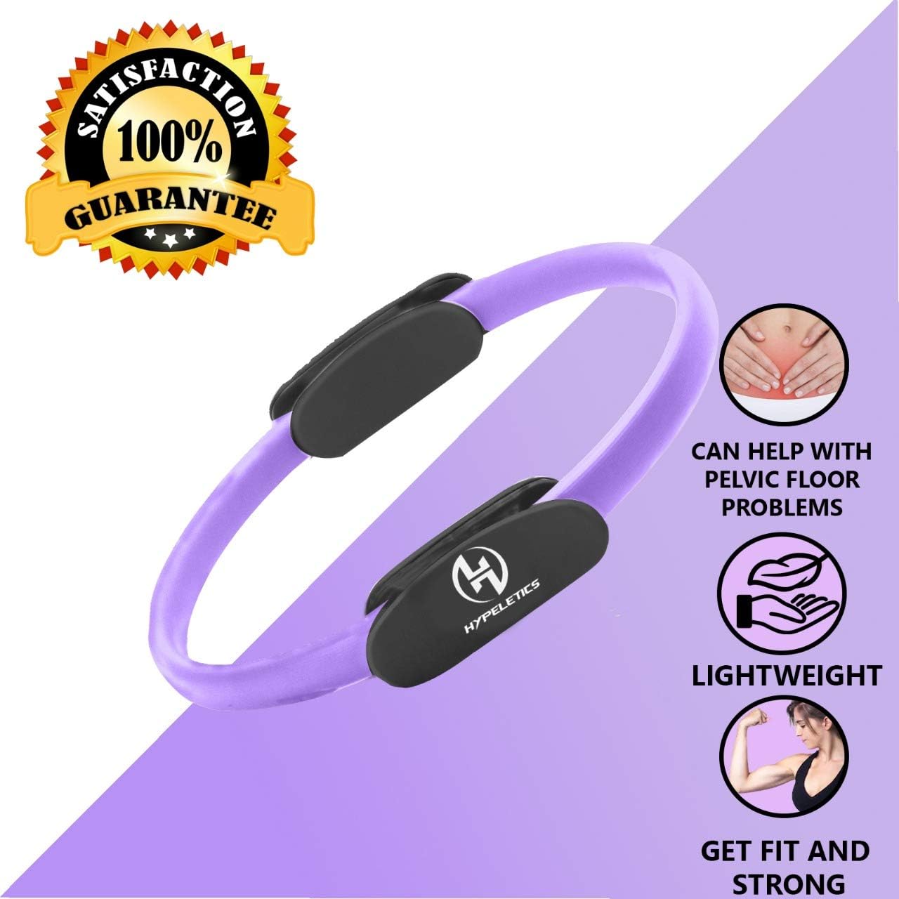 HYPELETICS Pilates Ring Magic Circle - 14 in Exercise Rings for Thigh Workout, Pilates Circle Thigh Exercise Equipment, Pilates Equipment, Thigh Master, Workout Rings Women, Yoga Ring(Purple/Black) : Sports & Outdoors