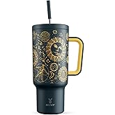 Meoky 40 oz Tumbler with Handle and Straw, Tumbler with Lid and Straw, Insulated Stainless Steel Travel Mug, 100% Leak-proof, Keeps Cold for 34 Hours or Hot for 10 Hours (Tarot)