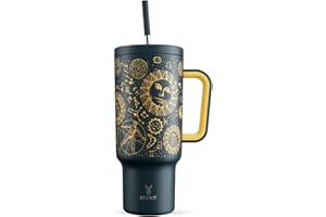 Meoky 40 oz Tumbler with Handle and Straw, Tumbler with Lid and Straw, Insulated Stainless Steel Travel Mug, 100% Leak-proof, Keeps Cold for 34 Hours or Hot for 10 Hours (Tarot)