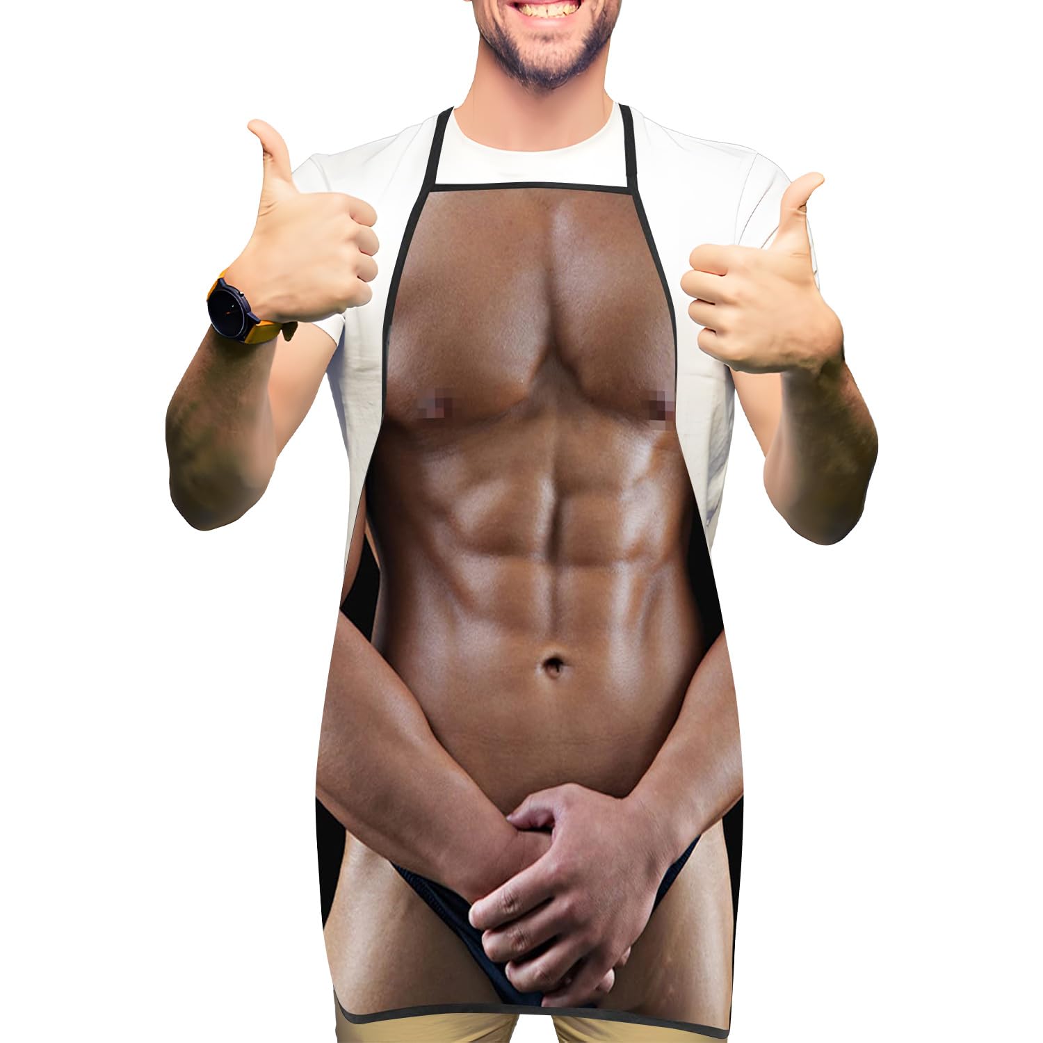 Roontin Funny Muscle Man Aprons - Creative Cooking BBQ Grilling Apron - Novelty Gifts for Men & Women