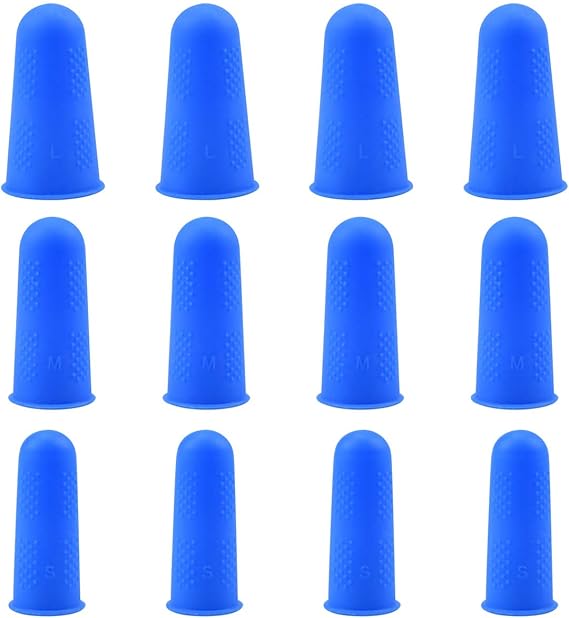 12 Pieces Finger Cots Silicone Finger Protection Covers Caps Finger Tip Protectors