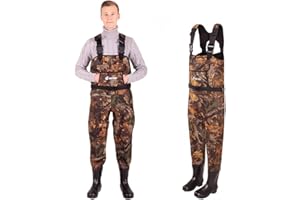 NEYGU 5mm Neoprene Waders with 1500g Weight Rubber Boots