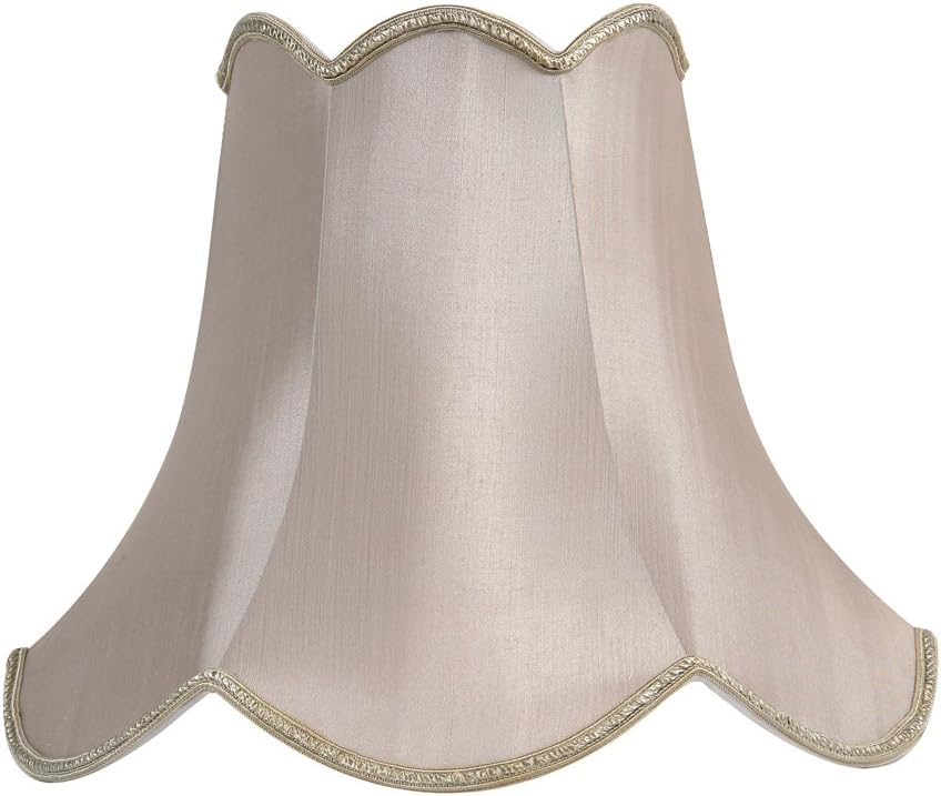 Oaks Lighting Faux Silk Scallop Shade, 12-inch, Soft Grey