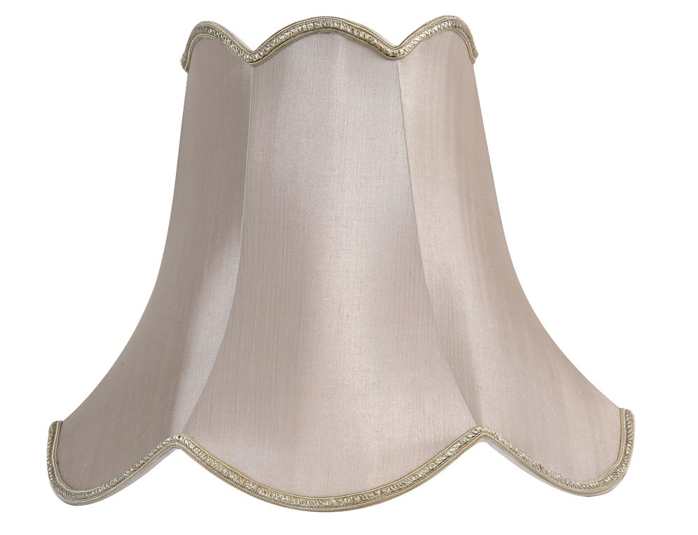 Oaks Lighting Faux Silk Scallop Shade, 12-inch, Soft Grey