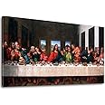 the Last Supper by by Leonardo Davinci- 20" x 40" Long Classic Painting Print Pictures Canvas Artwork Framed for Living Room Bedroom Home Office Decor