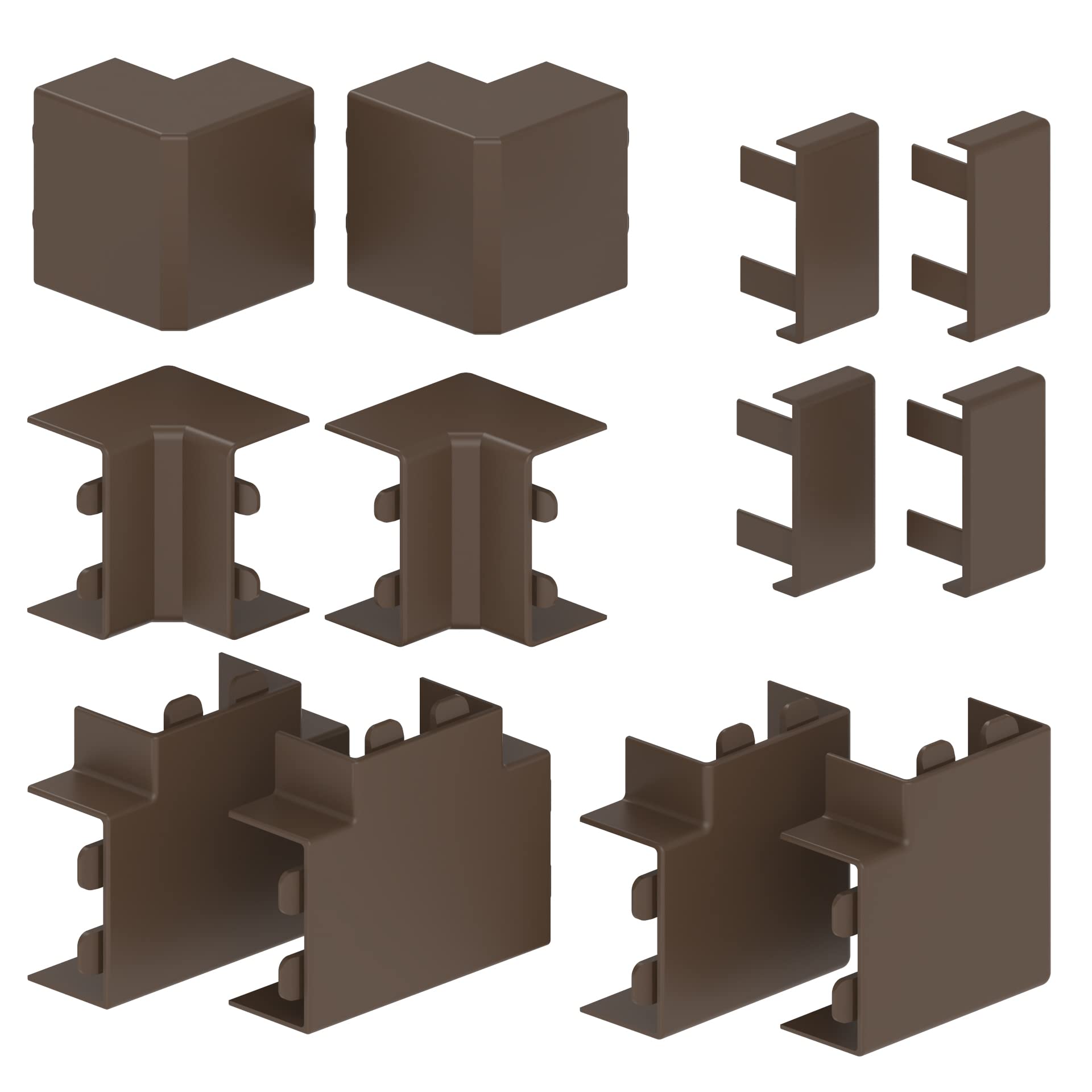 Habengut Accessory Set (4 x ES, 2 x IE, 2 x AE, 2 x FW, 2 x T-pieces) for Mounting the Cable Duct 30 x 15 mm, Colour: Brown