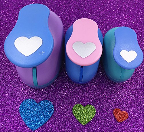 Tech-P Creative Life 3 PCS (1.5",1",5/8") Heart Shape Craft Punch Scrapbook Paper Cutter Eva Foam Hole Punches