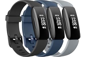 MUGUST 3 Pack Silicone Bands Compatible with Fitbit Inspire 2 Bands for Women Men, Adjustable Replacement Sport Wristbands Straps for Fitbit Inspire 2 / Ace 3 (Black/Navy Blue/Gray)