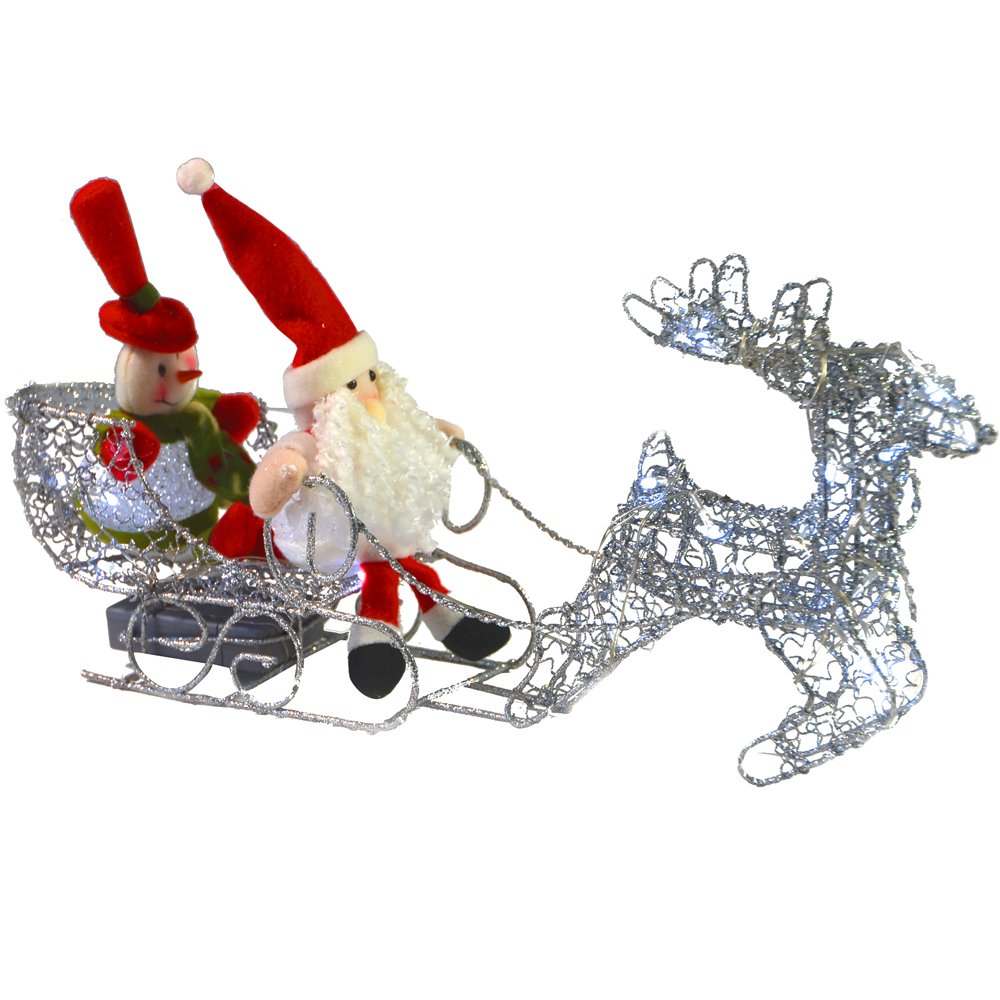 Christmas Light Up Led Gold Silver Wire Snowman Reindeer Sleigh
