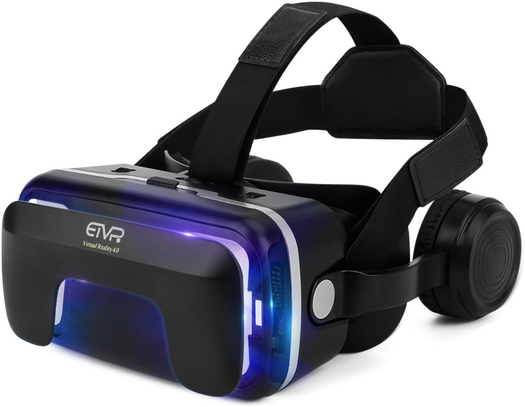 3D VR Headset, Immersive Virtual Reality Glasses with Builted-in Stereo Adjustable Headphone - Adjustable FD & PD and Comfortable Straps - for iPhone & Android Smartphones of 4.7" - 6.0"