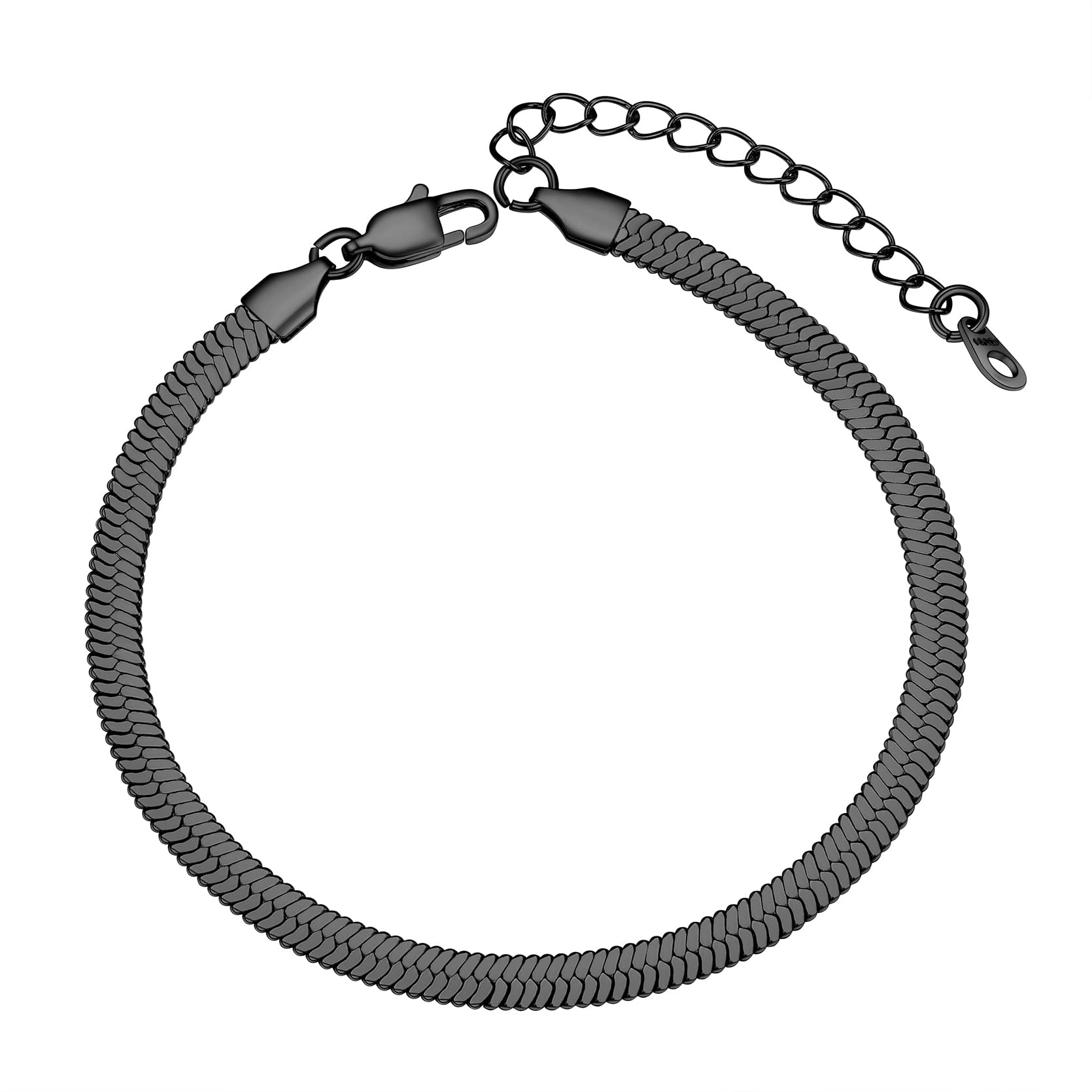 GoldChic Snake Herringbone Chain Anklet for Women. 5mm Flat Herringbone Link Bracelets Minimalist Dainty Beach Foot Chain