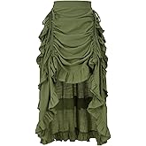 yiranyijiu Women's Medieval Renaissance Gothic Skirt High Low Victorian Ruffled Skirt
