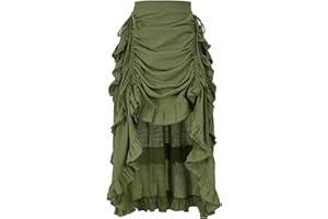 yiranyijiu Women's Medieval Renaissance Gothic Skirt High Low Victorian Ruffled Skirt