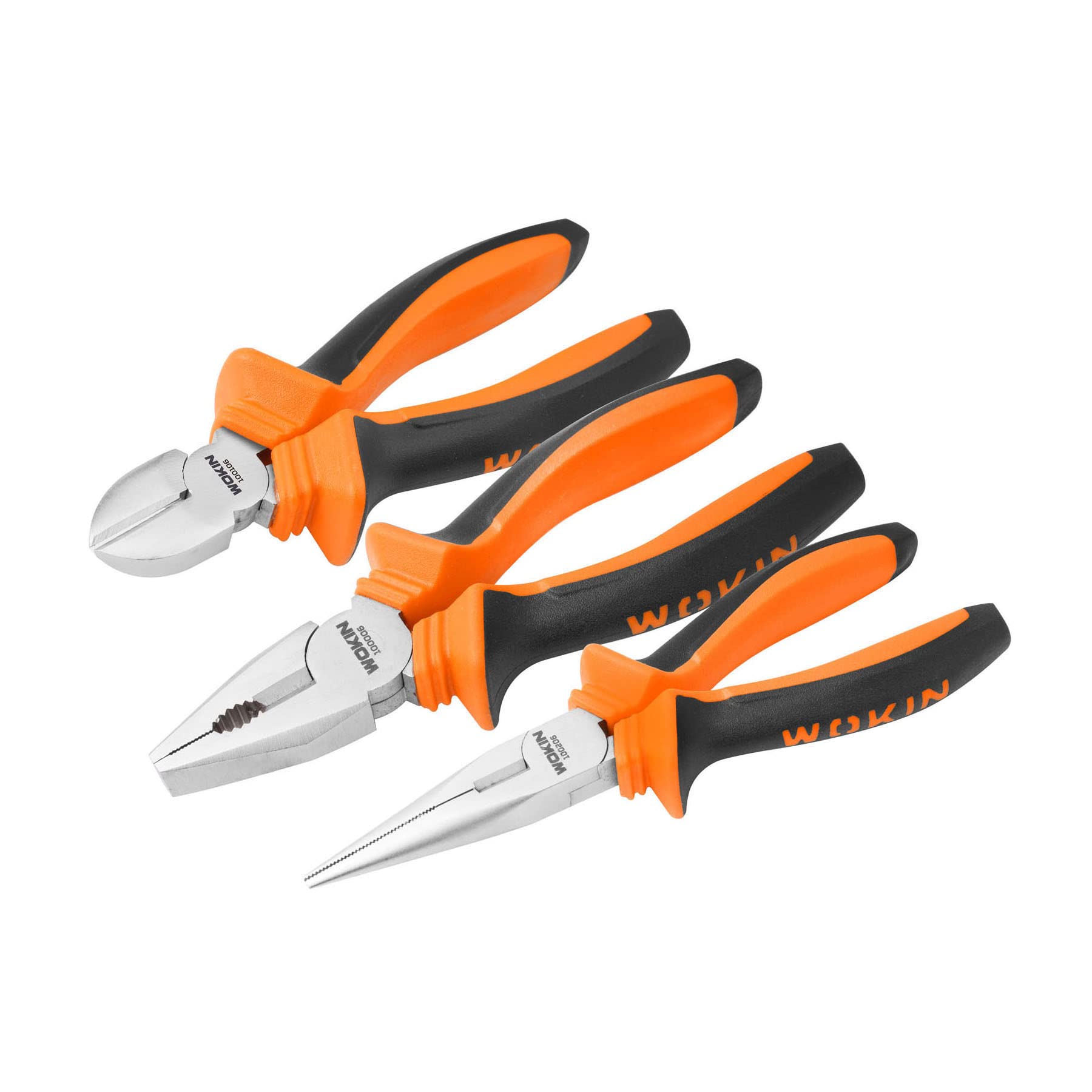 WOKIN 3 Pcs Plier Set Heavy Duty Combination Pliers Long Nose Pliers & Side Cutters Durable Steel Construction with Soft Grip Handles Multipurpose Hand Tool Kit for Home & Professional Use