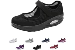 Womens Walking Mary Jane Wedges Sneaker, Womens Mesh Platform Orthopedic Walking Shoes, Comfort Lightweight Breathable Soft-S