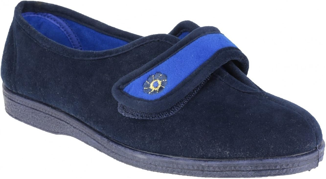 Shuperb Esther Ladies Velcro Slippers Navy Amazon.co.uk Shoes & Bags
