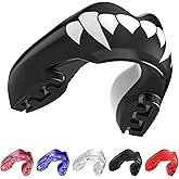SAFEJAWZ Mouthguard for Braces, Upper & Lower Protection Remoldable Mouth Guard with Case for Boxing, Basketball, Football, MMA, Lacrosse, Hockey and All Contact Sports One Size (Fangz)