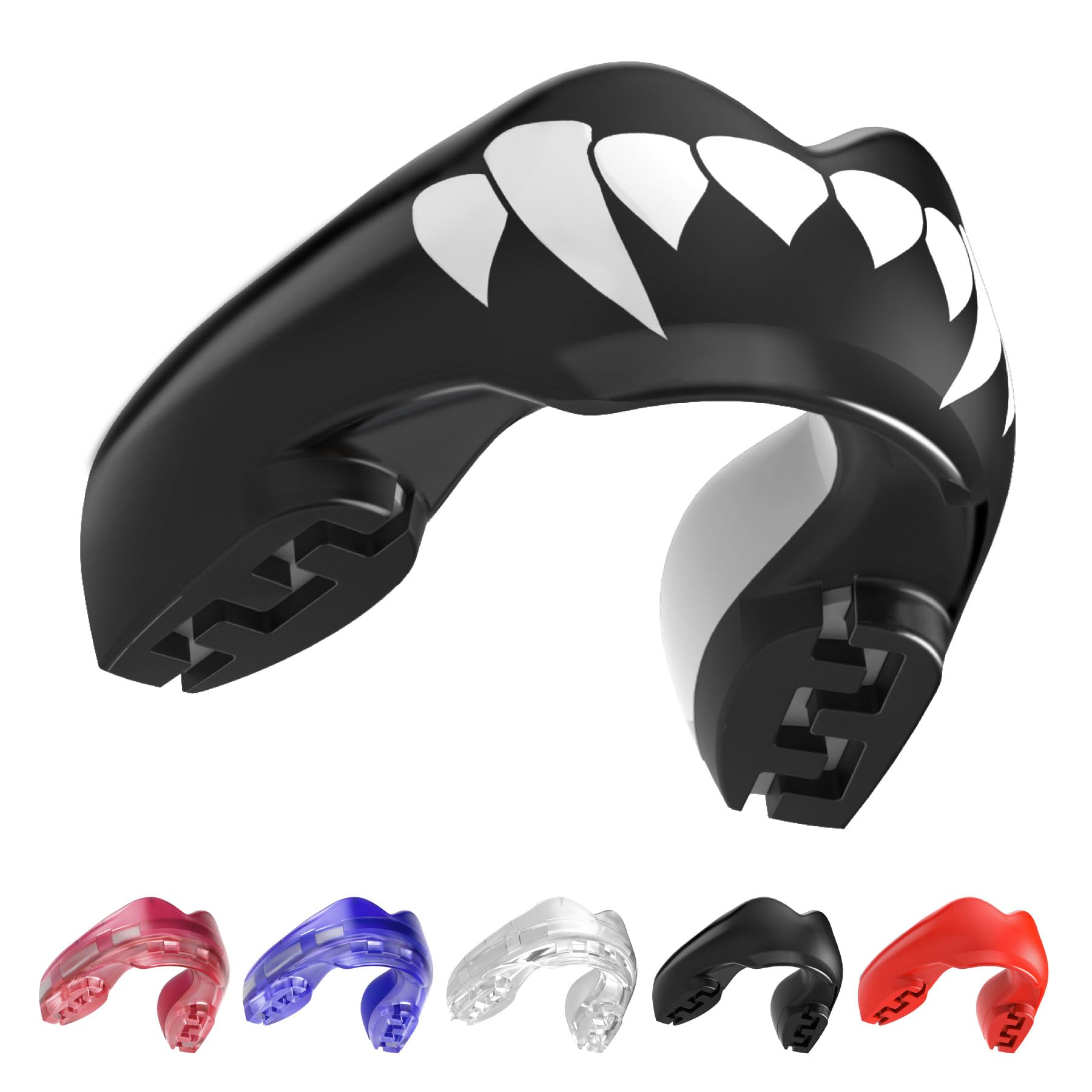 SafeJawz Mouthguard for Braces, One Size Re-mouldable Gum Shield with Case for Boxing, MMA, Rugby, Martial Arts, Judo, Karate, Hockey and All Contact Sports (Fangz)