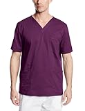 Cherokee Workwear Scrubs Unisex Stretch V-neck Top, Eggplant, Large