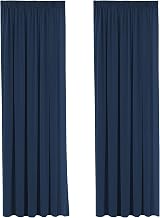 H.Versailtex Solid Navy Blackout Thermal Curtains 2 Panels 90x72 with Tiebacks