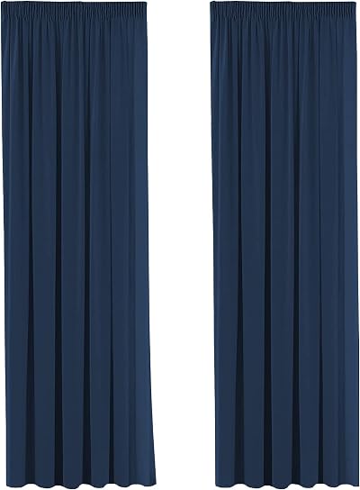 H.Versailtex Solid Navy Blackout Thermal Curtains 2 Panels 90x72 with Tiebacks