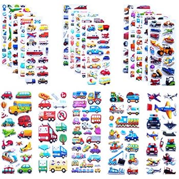 Kids Cars and Trucks Stickers Party Supplies Pack, 20 Different Sheets, Boy stickers, Vehicle Stickers for Kids Toddler Boys with Cars, Fire Trucks, Construction, Buses, Airplane, Rocket and More