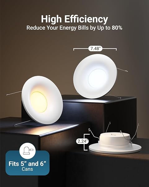 SUNCO 12 PACK RECESSED LIGHTING 6 INCH, LED CAN LIGHTS, CURVED CONE RETROFIT RECESSED LIGHTING, 1000 LM, SELECTABLE CCT 2700K/3000K/4000K/5000K/6000K, 10W (75W EQUIVALENT), DIMMABLE ETL.