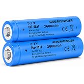 2-Pack Battery | 2600mAh 3.7V Button Top Rechargeable 18650 Replacement Battery for Flashlight,Headlamp,and More