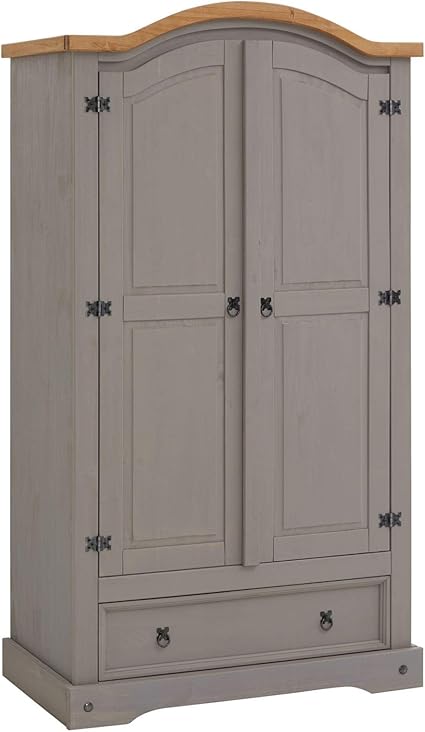 Kleiderschrank Ramon Garderobenschrank Mexiko Mobel Kiefer Massiv Grau Gebeizt Gewachst 2 Turen Und 1 Schublade Amazon De Kuche Haushalt