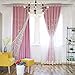 Didihou Embroidered Voile Mix Match Blackout Curtain Double Layer Darkening Thermal Insulated Window Treatment Grommet Drapes for Living Room Girls Bedroom, 1 Panel (52W x 84L Inch, Pink)
