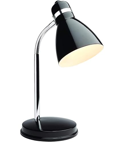Simple Designs LD1003-GRY Lámpara de escritorio básica de metal con cuello de manguera flexible para oficina, sala de estar, dormitorio, dormitorio universitario, estantería, gris (paquete de 12