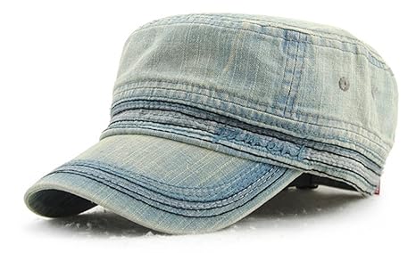 Roffatide Unisex Baumwolle Flat Top Peaked Baseball Cap Armee Militär Corps Hut Kappe Visier