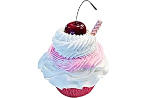 Dezicakes Fake Cupcakes & Cake – Artificial Cakes for Display – Faux Cake Decorations for Home & Kitchen - Cake Plate Fake Food Desserts Strawberry Milkshake Pink Cupcake