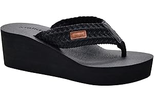 MALIDA Womens Wedge Arch Support Flip Flops Cushion Soft Rubber Midsole Platform Thong Sandals with Rubber Sole