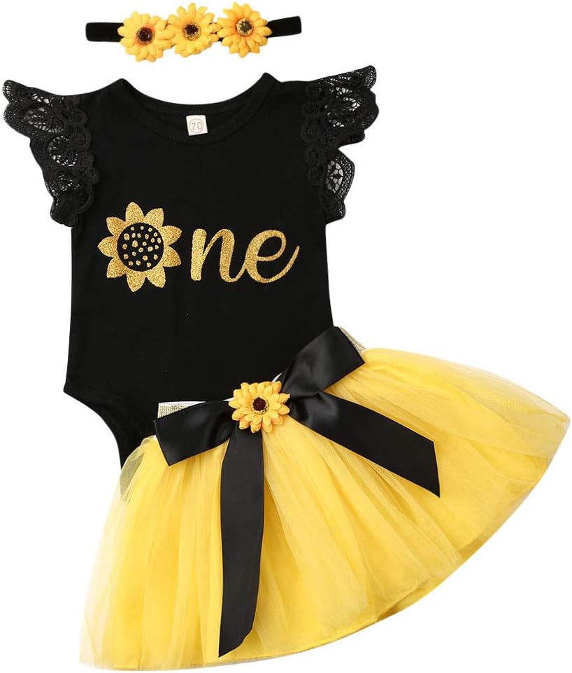 Newborn Infant Baby Girl Birthday Outfits One Romper Bodysuit Tops+Tutu Skirt Dress Clothing Sets