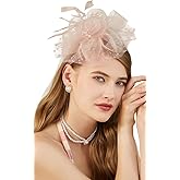 Cizoe Fascinators Hat for Women Tea Party Headband Kentucky Derby Wedding Flower Cocktail Mesh Feathers Hair Clip