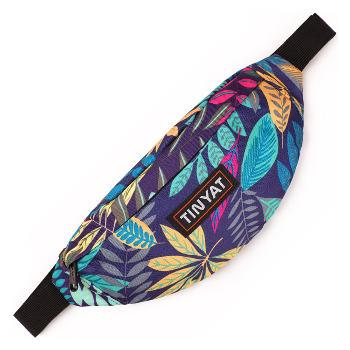 TINYAT Bum Bag Fanny Pack for Women Men Waterproof Waist Belt Bag for Sport Running Hiking Walking Dog Travel Super Lightweight T201(Blue Leaf)