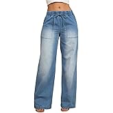 GORGLITTER Women's Y2k Baggy Wide Leg Jeans High Waisted Loose Denim Pants Casual Bottoms with Pockets