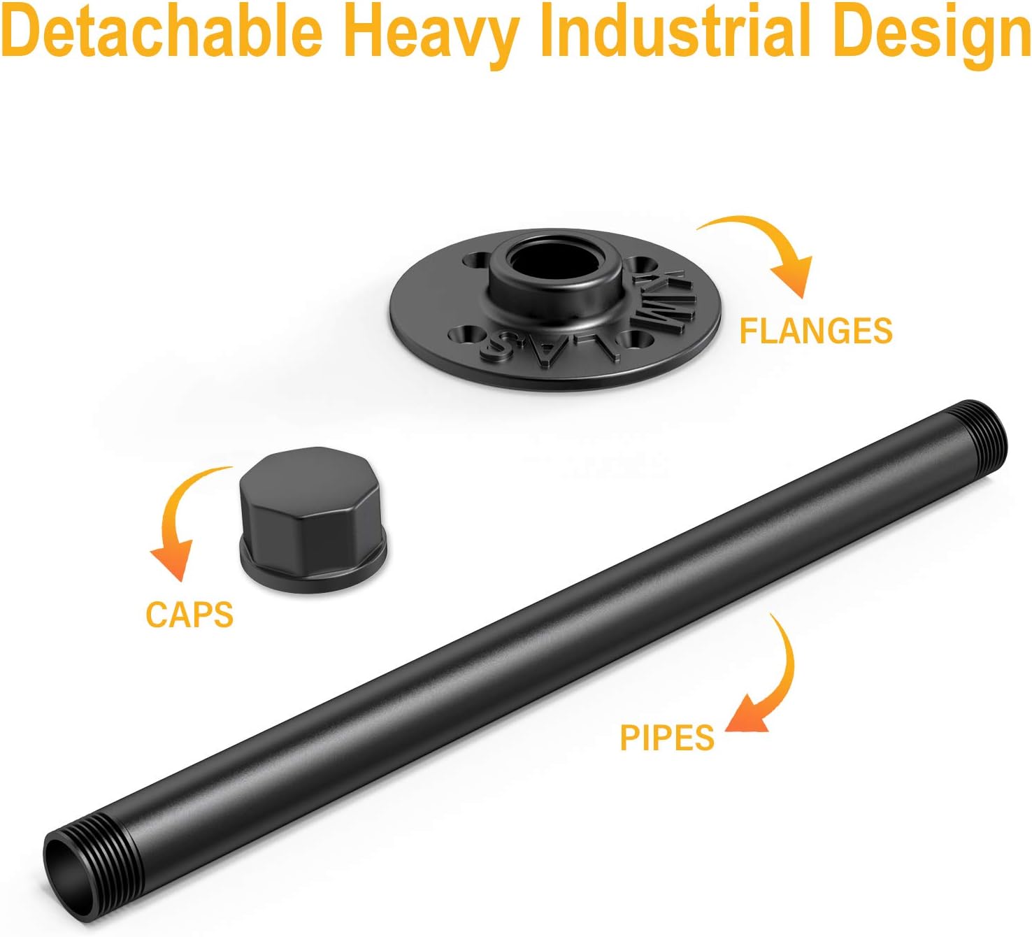 Shelf Brackets 12Inch, NEIJIAER 6 Pcs Shelf Bracket Heavy Duty Industrial Black Iron Pipe Shelves, with Screws & Tape Measure DIY Shelving Brackets for Kitchen Bedroom Bathroom Porch Home Pipe Decor: Home Improvement