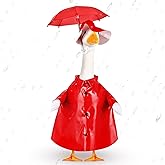 FuWeave Spring Baby Goose Outfit Raincoat and Umbrella for 17'' Lawn Porch Baby Goose Costume Plastic Raincoat Clothes for Spring Outdoor Patio Yard Lawn Decoration(Red)