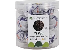 Dragon Pearls Puerh Tea, 5.3oz 150g 17pcs, Yunnan Pu-erh Raw Puer, Yiwu Mountain, Long Zhu Sheng Tuo Cha