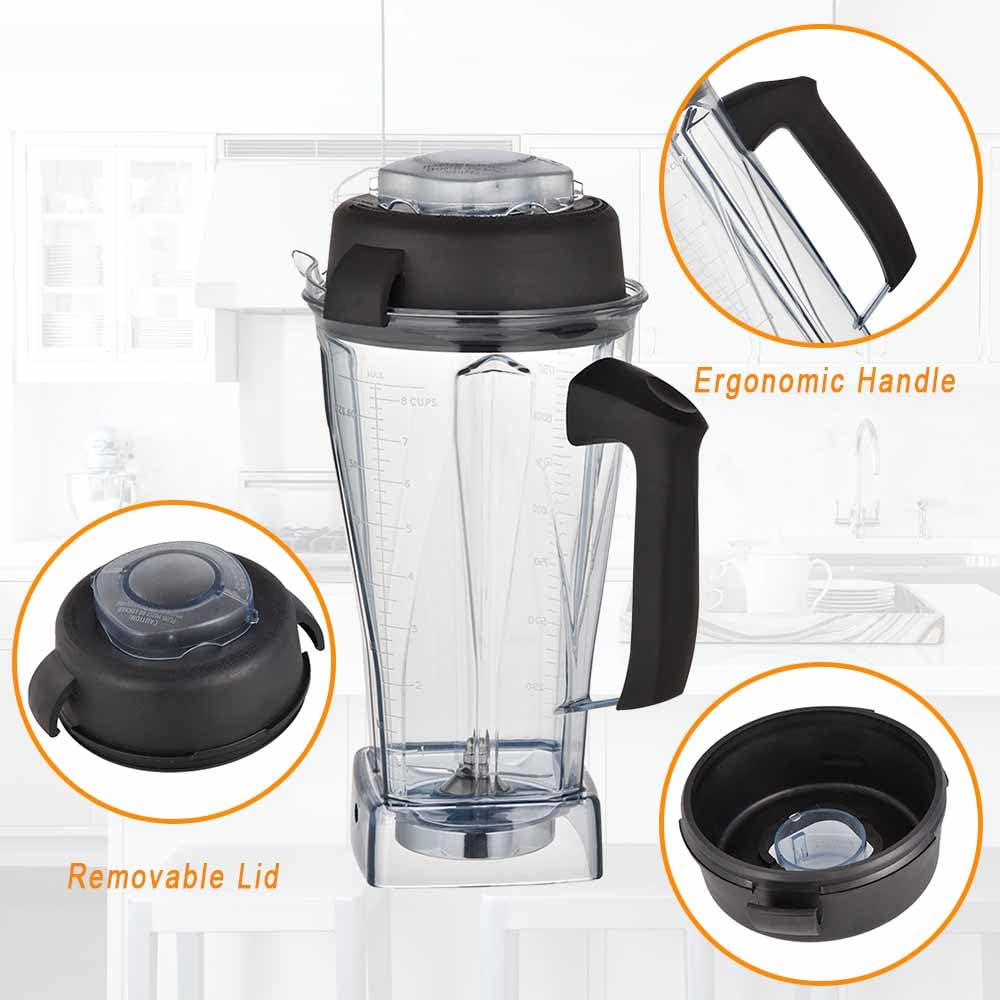for Vitamix Blenders 64Oz Container, replace 5000 5200 6300 6500 7500 Pro 200 500 750 vm0101 vm0102 E310 320 etc, compatible with Classic/Explorian/Professional/Propel Series Pitcher Jar Cup