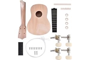 21 Inches DIY Ukulele Kit, Unfinished Wooden 4 String Ukulele Building Set for Painting Drawing Writting on Body, Easy Assemb