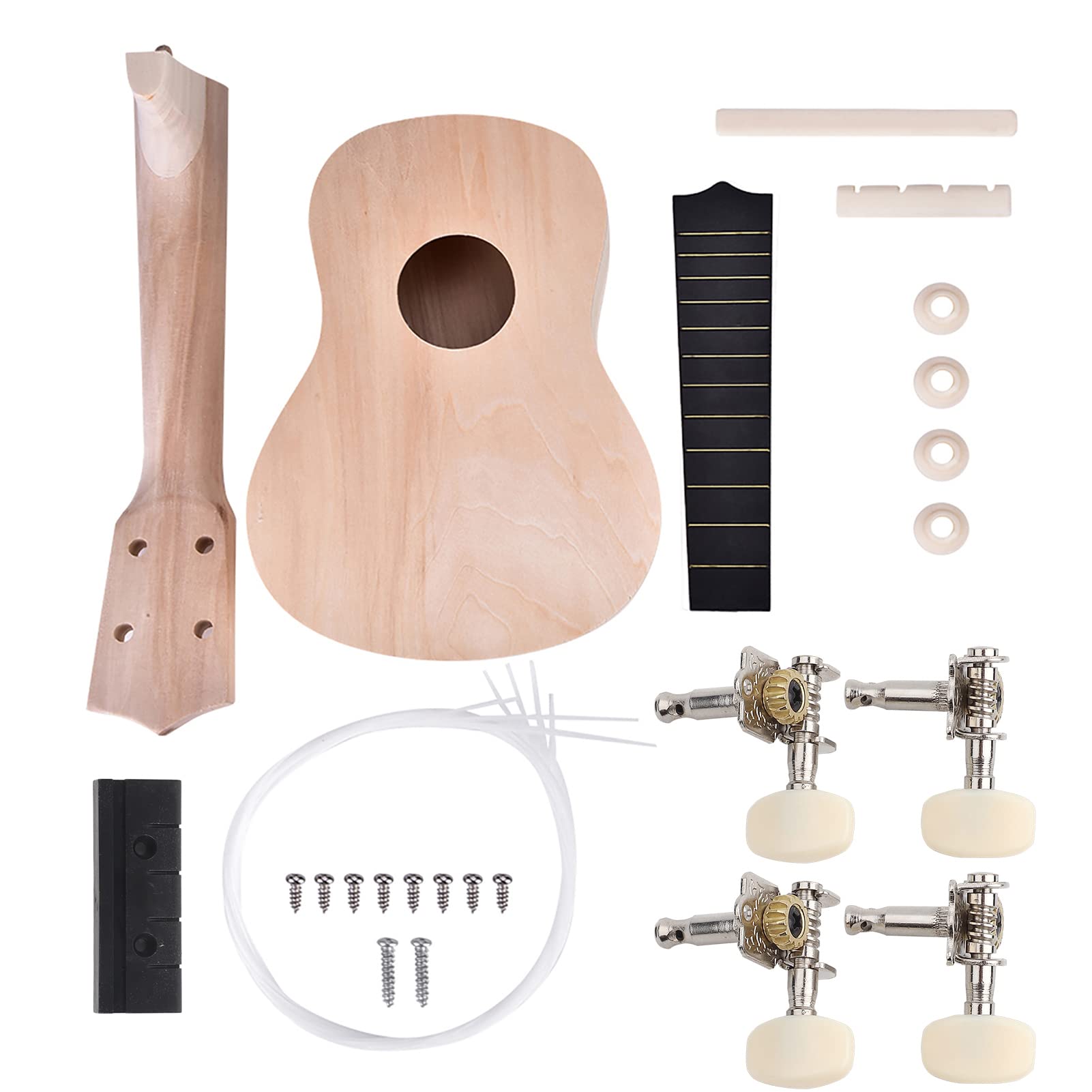 DIY Ukulele Kit, Hawaii-Inspired 21" Paintable 4-String Ukulele, for Creative DIY Enthusiasts, Music Lovers, Family Fun, School Projects, and Unique Gifts