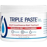 Triple Paste Adult Incontinence Rash Treatment - 8 oz Jar - Diaper Rash Ointment for Adults Treats, Soothes and Prevents Skin Irritation with a Fragrance-Free, Hypoallergenic Formula
