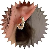 TseanYi Pearl Hoop Earrings Gold Pearl Huggie Hoop Earrings Boho Pearl Twist Hoop Earrings Vintage Pearl Bridal Earrings Wedding Pearl Earrings Jewelry for Women