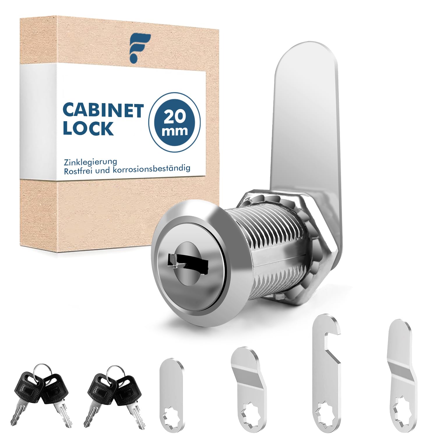 shinfly Cabinet Lock 20mm Comes with 5 Different Lock Plates, with 4 Keys,Cupboard Locks